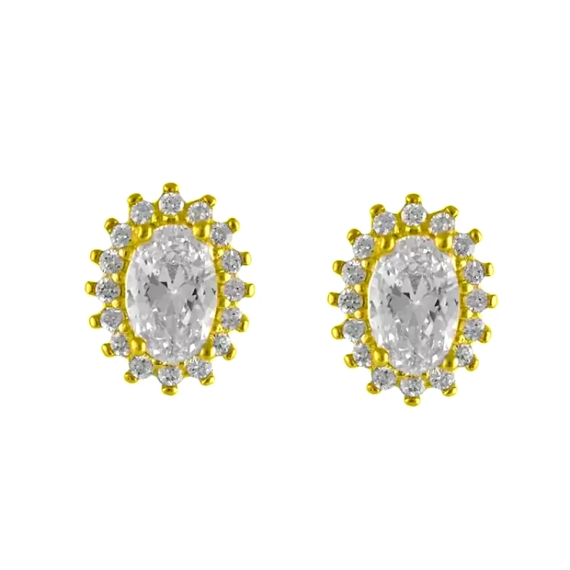 AMOR AMOR Σκουλαρίκια Ροζέτα Από Ασήμι 925 Επιχρυσωμένο Οβαλ SS47230