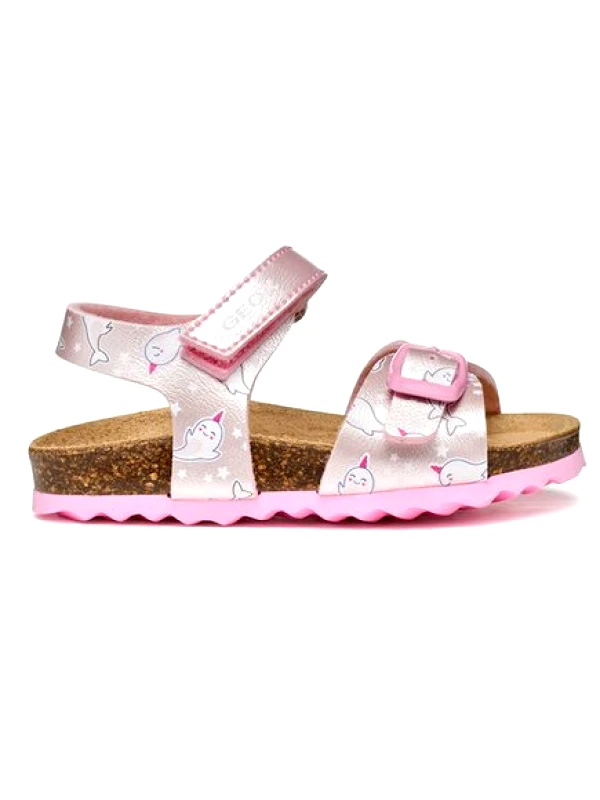 GEOX Βρεφικά Σανδάλια Geox Chalki για Κορίτσια Iridescent Unicorn (Μεγέθη 22-27) - ΡΟΖ