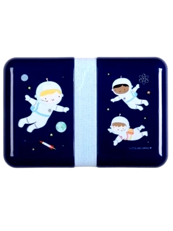 A LITTLE LOVELY COMPANY ΔOXEIO ΦΑΓΗΤΟΥ LUNCH BOX ASTRONAUTS - ΜΠΛΕ