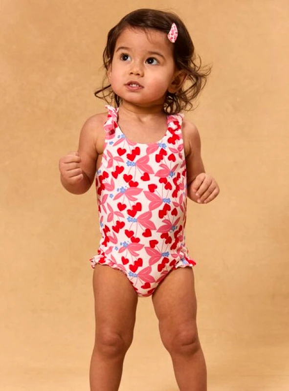 SERGENT MAJOR Βρεφικό Ολόσωμο Μαγιό για Κορίτσια Lovely Cherries - 2 σε 1 - ΛΕΥΚΟ