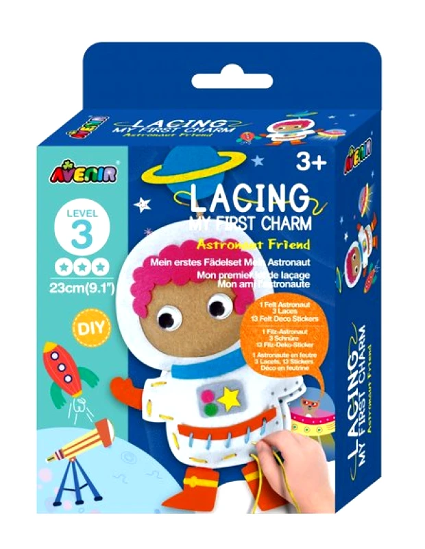 AVENIR Avenir Παιχνίδι Ραπτικής Κεντήματα Lacing - My First Charm Αστροναύτης - ΠΟΛΥΧΡΩΜΟ