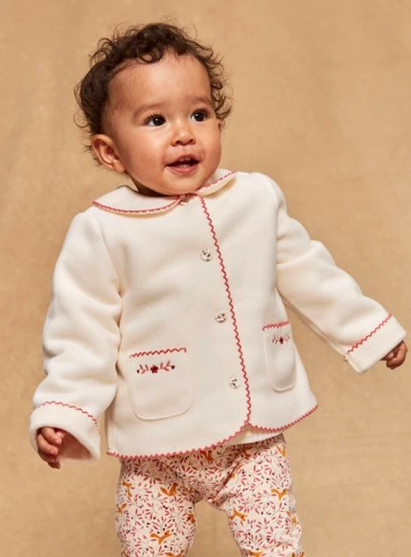 SERGENT MAJOR Βρεφική Ζακέτα για Κορίτσια Sergent Major Fleece White Flowers - ΛΕΥΚΟ