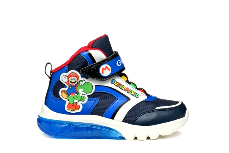 GEOX Παιδικά Παπούτσια Geox Ciberdron High για Αγόρια Super Mario (Μεγέθη 25-33) - ΜΠΛΕ