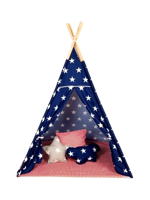 BRETON BABY ADVENTURE Σκηνή Teepee Grey Star - ΜΠΛΕ