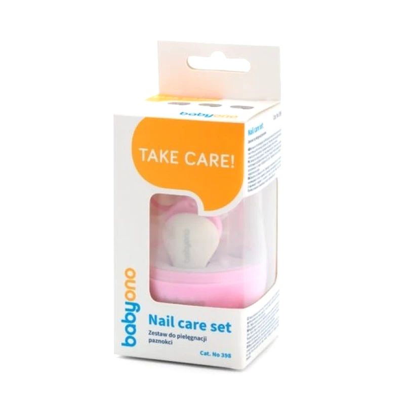 BABY NAIL Βρεφικό Σετ Περιποίησης Νυχιών BabyOno με Θήκη - Pink - ΠΟΛΥΧΡΩΜΟ