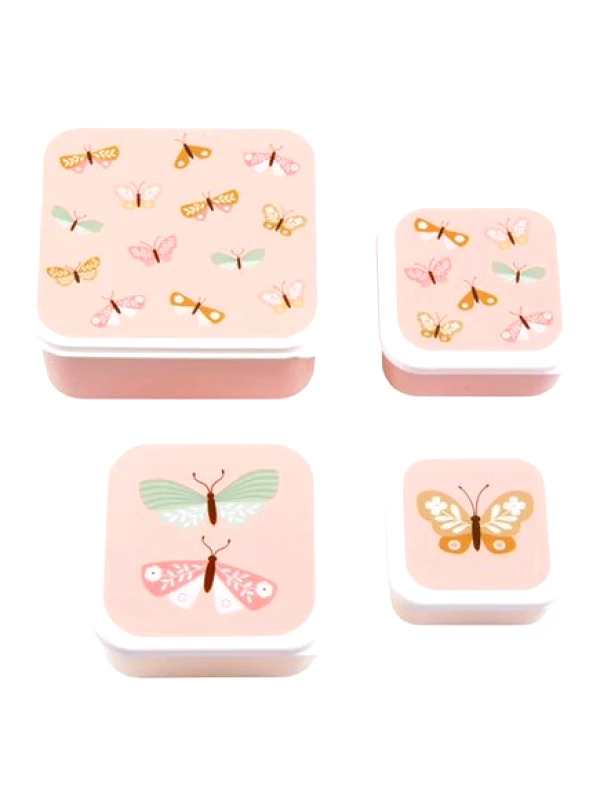 LLC Παιδικό Σετ Φαγητού A little lovely company - Butterflies 4 τμχ - ΡΟΖ