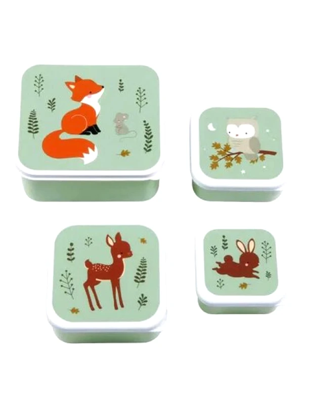 LLC Παιδικό Σετ Φαγητού A little lovely company - Forest Friends 4 τμχ - ΠΡΑΣΙΝΟ