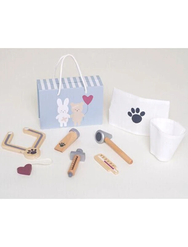 JABADABADO Bρεφικό Παιχνίδι Jabadabado - Βαλιτσάκι με Ξύλινα Εργαλεία Γιατρού - ΓΚΡΙ