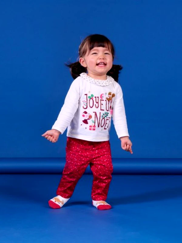 DPAM Βρεφική Μπλούζα για Κορίτσια Joyeux Noel - ΛΕΥΚΟ