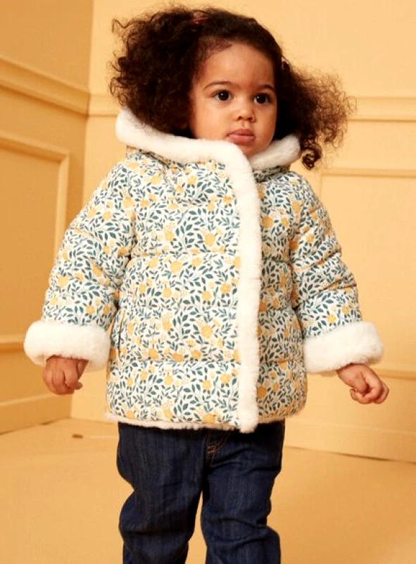 SERGENT MAJOR Βρεφικό Μπουφάν για Κορίτσια Fluffy Flowers - 2 σε 1 - ΛΕΥΚΟ