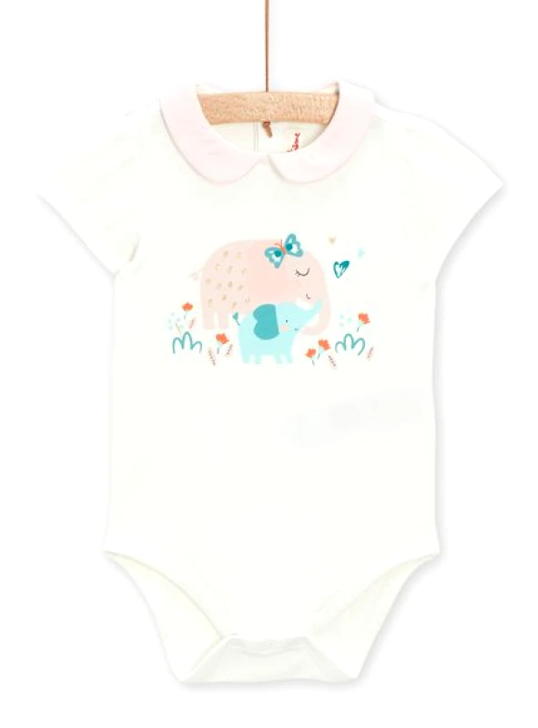 DPAM Βρεφικό Κορμάκι για Κορίτσια Elephants - ΕΚΡΟΥ