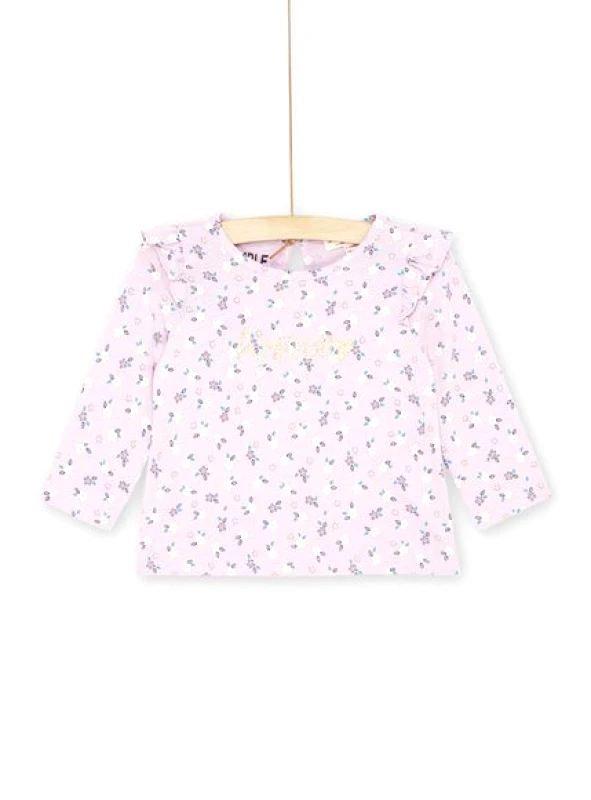 DPAM Βρεφική Μακρυμάνικη Μπλούζα για Κορίτσια Λιλά Floral - ΜΩΒ