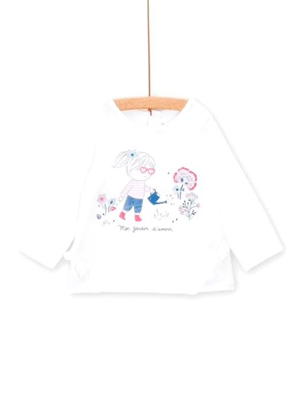 DPAM Βρεφική Μακρυμάνικη Μπλούζα για Κορίτσια Λευκή Little Girl - ΛΕΥΚΟ