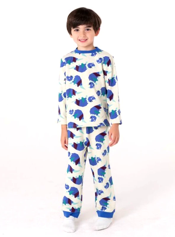 DPAM Σετ Παιδικές Πιτζάμες για Αγόρια Abstract Dinos - ΜΠΛΕ
