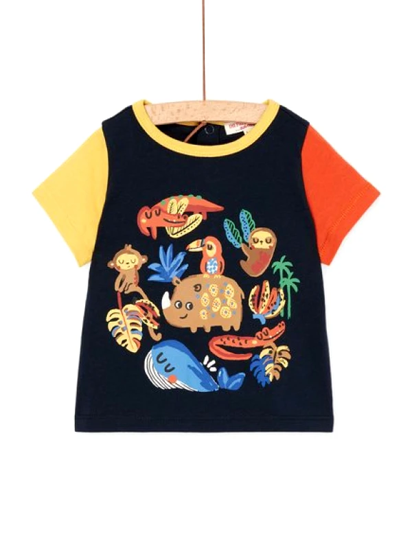 DPAM Βρεφική Μπλούζα για Αγόρια Dark Zoo - ΣΚΟΥΡΟ ΜΠΛΕ