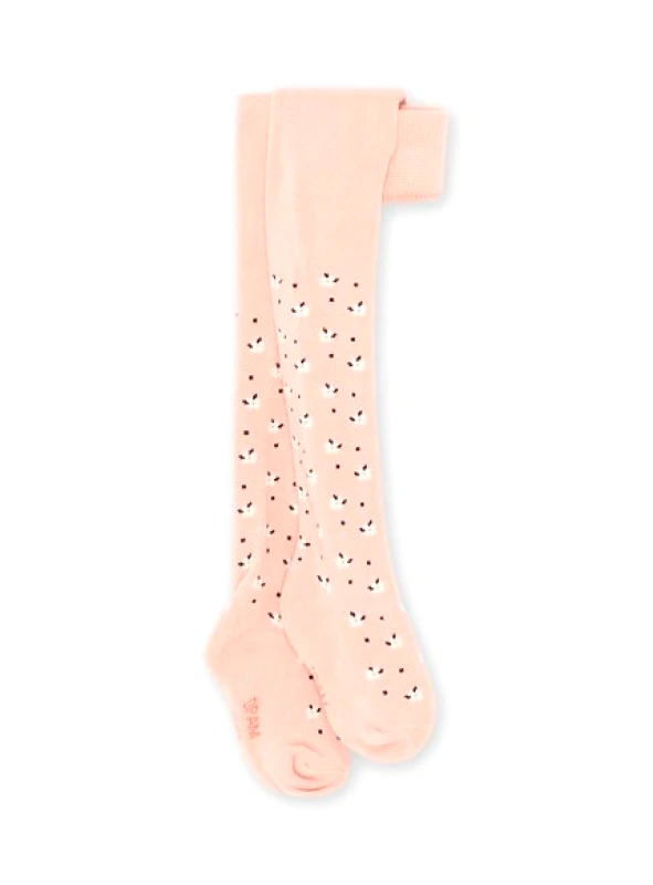 DPAM Παιδικό Καλσόν για Κορίτσια Ροζ Λουλουδάκια Rib - ΡΟΖ