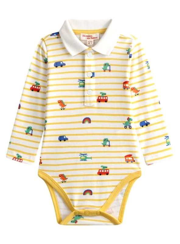 DPAM Βρεφικό Φορμάκι για Αγόρια Yellow Cars - ΛΕΥΚΟ