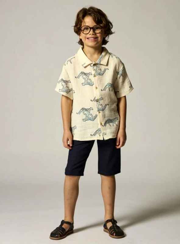 DPAM Παιδικό Πουκάμισο για Αγόρια Off White Safari - ΛΕΥΚΟ