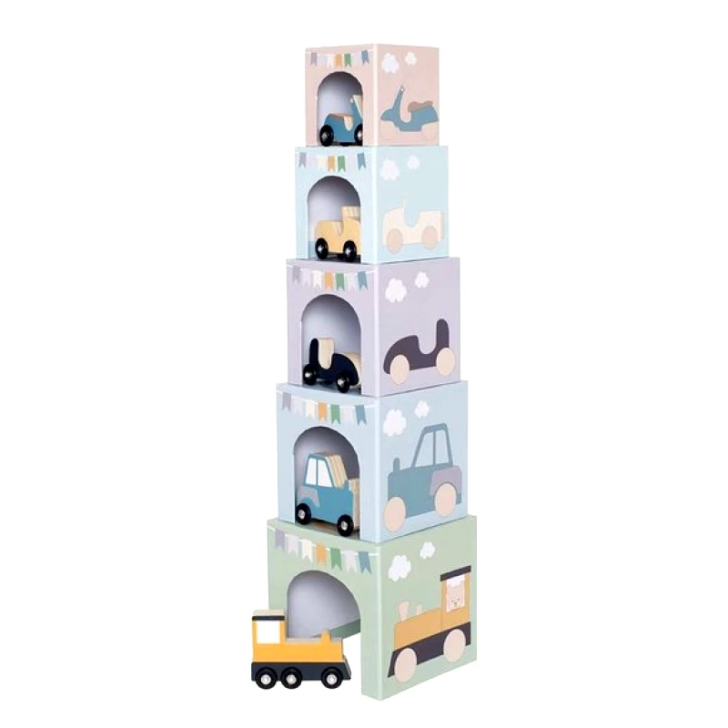 A-PLAY Παιχνίδι Jabadabado Εκπαιδευτικοί Στοιβαζόμενοι κύβοι με αυτοκινητάκια για 2+ ετών - ΠΟΛΥΧΡΩΜΟ