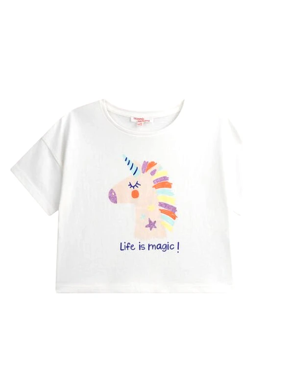 DPAM Παιδική Μπλούζα για Κορίτσια Magic Unicorn ΛΕΥΚΟ
