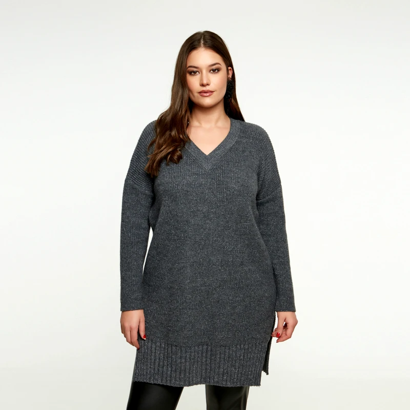 MAT FASHION Μπλούζα πλεκτή V με μαλλί