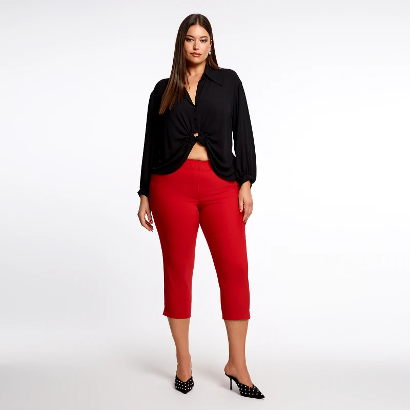 MAT FASHION Basic βαμβακερό παντελόνι κάπρι