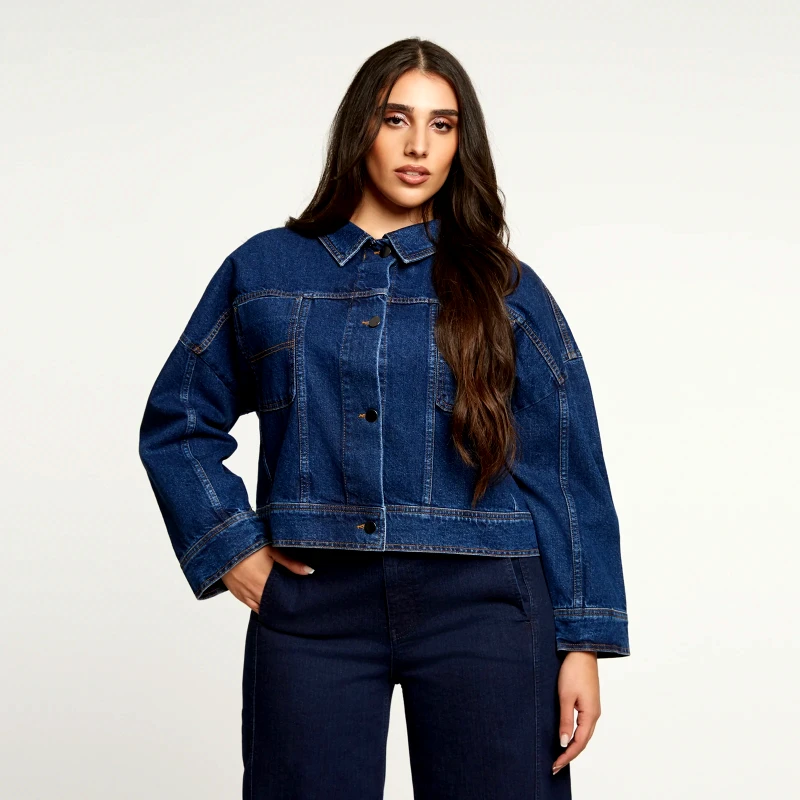 MAT FASHION Cropped τζιν τζάκετ με utility τσέπες