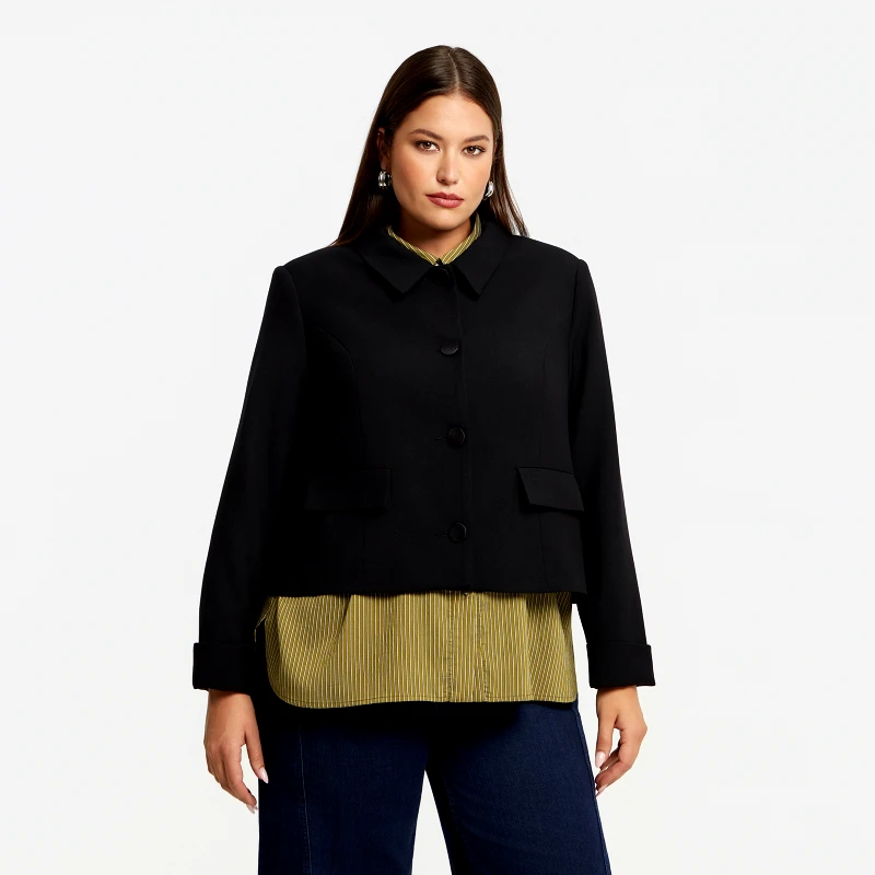 MAT FASHION Cropped μονόχρωμο σακάκι