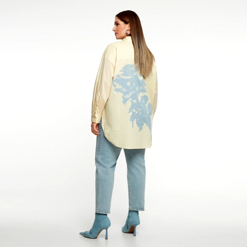 MAT FASHION Oversized πουκάμισο με φλόραλ τύπωμα στη πλάτη
