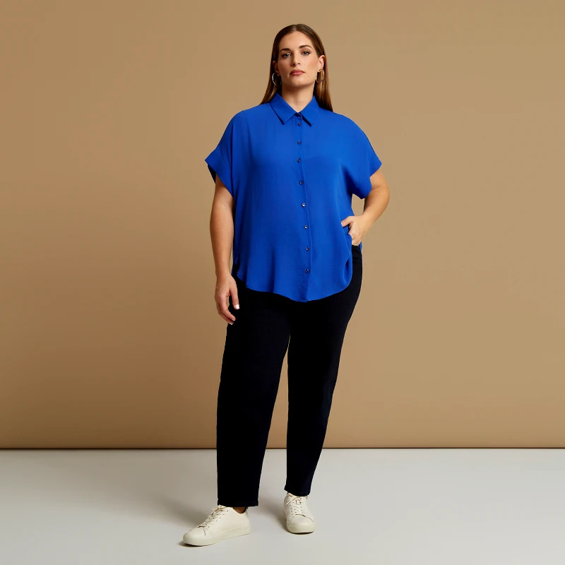 MAT FASHION Πουκάμισο κρεπ με κοντά μανίκια