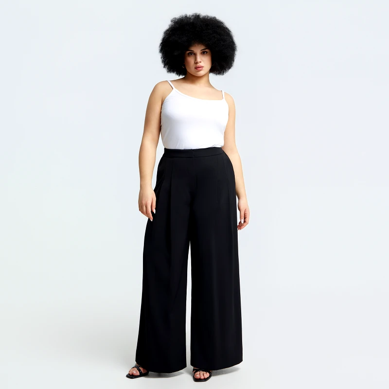 MAT FASHION Wide-leg παντελόνι με πιέτες
