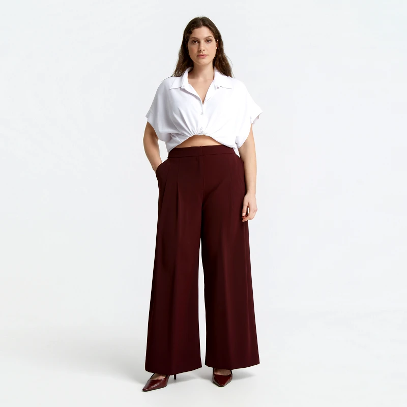MAT FASHION Wide-leg παντελόνι με πιέτες