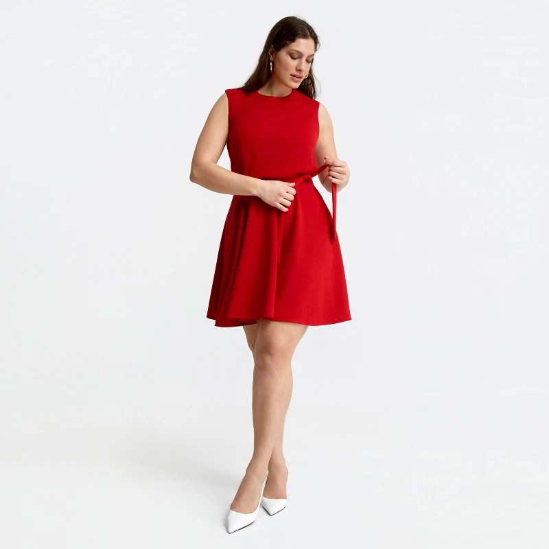 MAT FASHION Αμάνικο φόρεμα σε flare γραμμή με ζώνη
