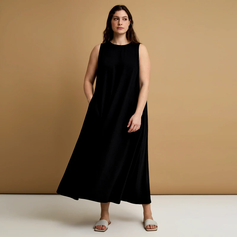 MAT FASHION Αμάνικο maxi φόρεμα airwashed κρεπ