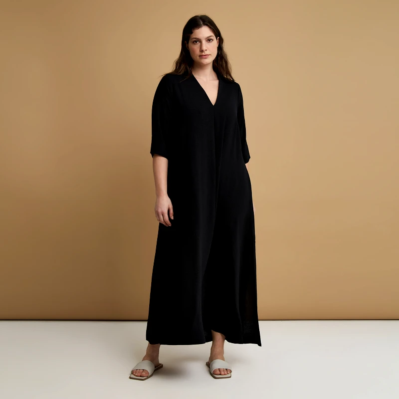 MAT FASHION Maxi φόρεμα V κρεπ airwashed