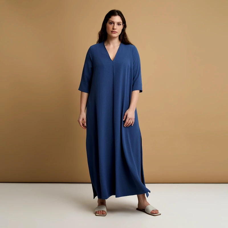 MAT FASHION Maxi φόρεμα V κρεπ airwashed
