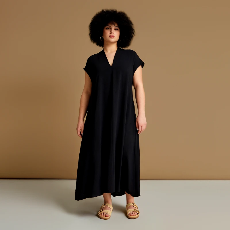 MAT FASHION Φόρεμα κρεπ airwashed με πτυχώσεις