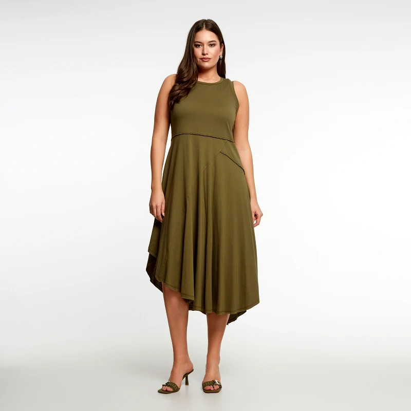 MAT FASHION Ασύμμετρο αμάνικο βαμβακερό φόρεμα