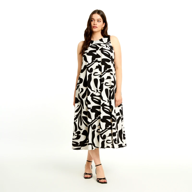 MAT FASHION Εμπριμέ αμάνικο maxi φόρεμα βισκόζη