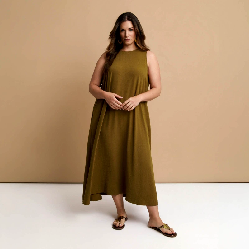 MAT FASHION Αμάνικο maxi φόρεμα airwashed κρεπ