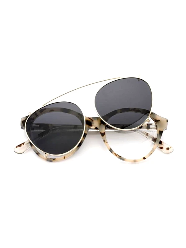 sense-shop ANNAKEY CARLY WHITE LEO CLIP ON SUNGLASSES