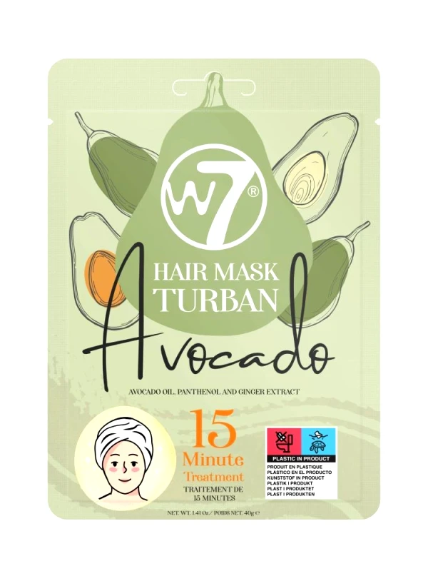 sense-shop ΜΑΣΚΑ ΜΑΛΛΙΩΝ - W7 HAIR MASK TURBAN AVOCADO
