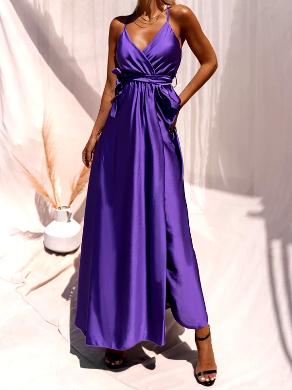 sense-shop ΣΑΤΕΝ ΜΑΚΡΥ ΦΟΡΕΜΑ ΜΕ ΔΕΣΙΜΟ ΜΩΒ-ANNA LUCIA PURPLE