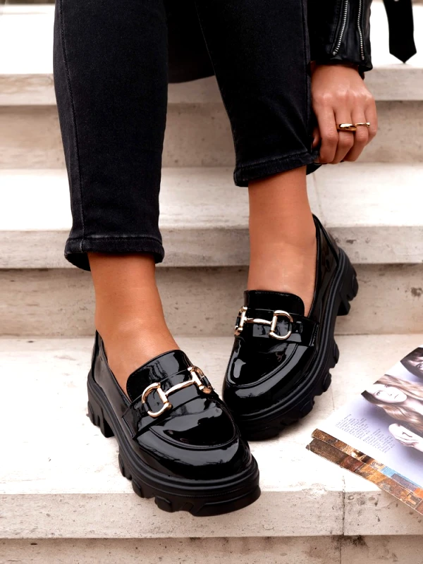 sense-shop ΜΑΥΡΑ ΛΟΥΣΤΡΙΝ LOAFERS - SATELLITE