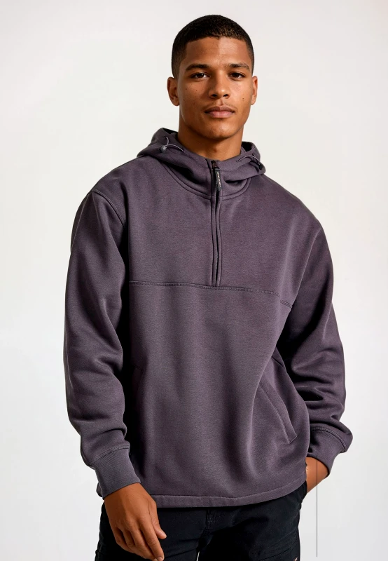 FUNKY BUDDHA Relaxed half-zip φούτερ με τύπωμα στην πλάτη