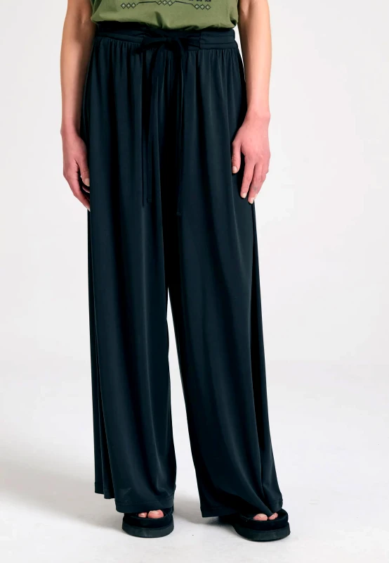 FUNKY BUDDHA Wide leg παντελόνα με δέσιμο με κορδόνι