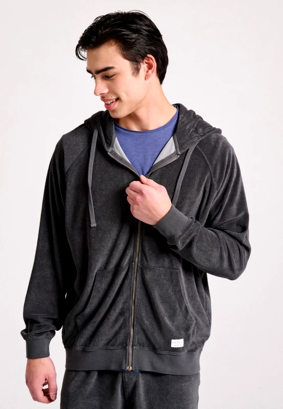 FUNKY BUDDHA Relaxed fit φούτερ ζακέτα σε πετσετέ ύφασμα