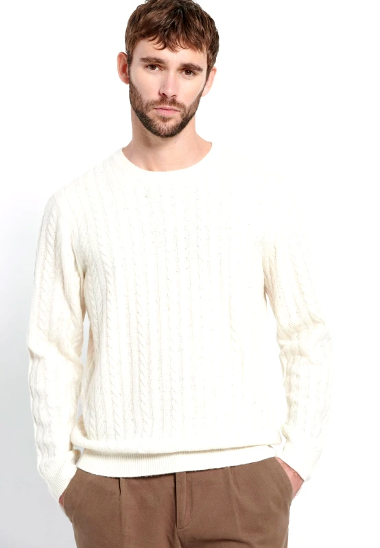 Cable knit πουλόβερ με μίξη από μαλλί Marron
