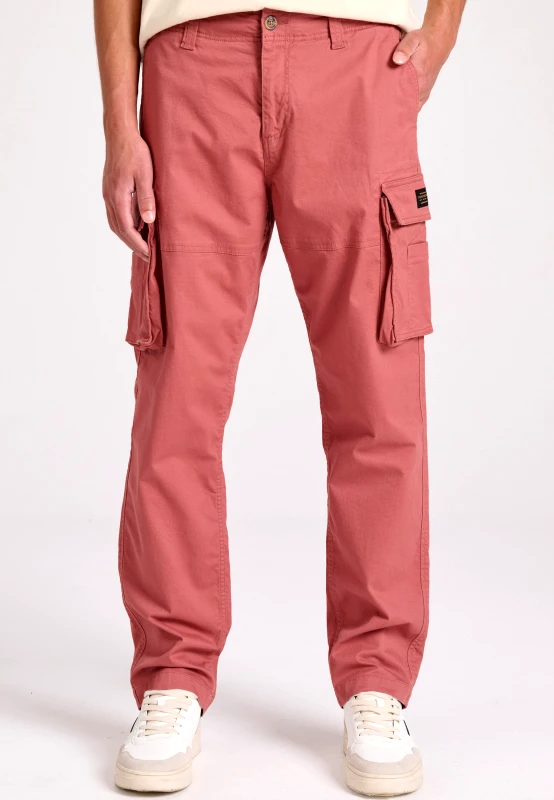 FUNKY BUDDHA Loose tapered fit cargo παντελόνι σε ζακάρ ύφανση