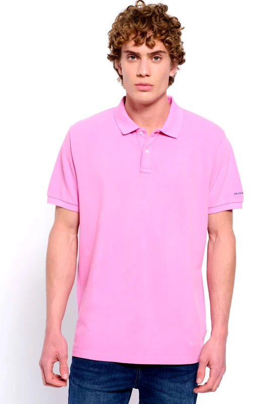 FUNKY BUDDHA Garment dyed μπλούζα πολο με κέντημα